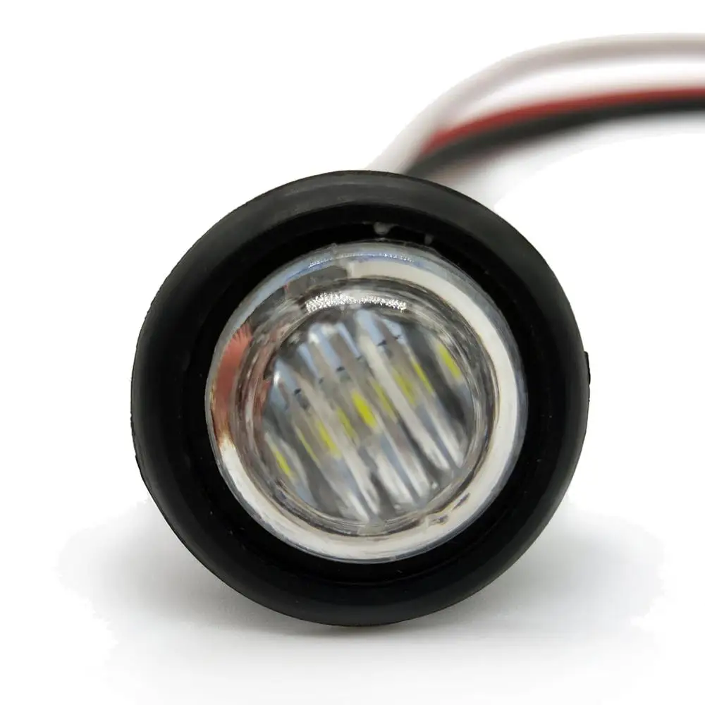 

10pcs Waterproof 12V 3LED 3/4" Round Red Amber LED Side Marker Light for Truck Trailer ,with 3 Wires Setup, High Low Function