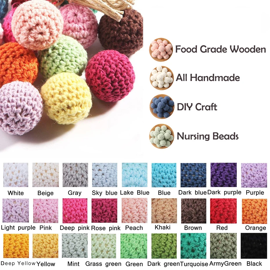 Деревянные Круглые бусины для вязания 80 шт./лот 16-20 мм |