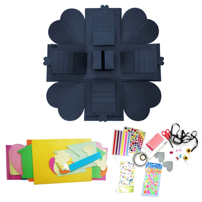 Box Set Сюрприз взрыв коробка комплект любовь памяти DIY Творческий скрапбук фотоальбом для юбилея подарок на день рождения Валентина свадьба - Цвет: Box Set