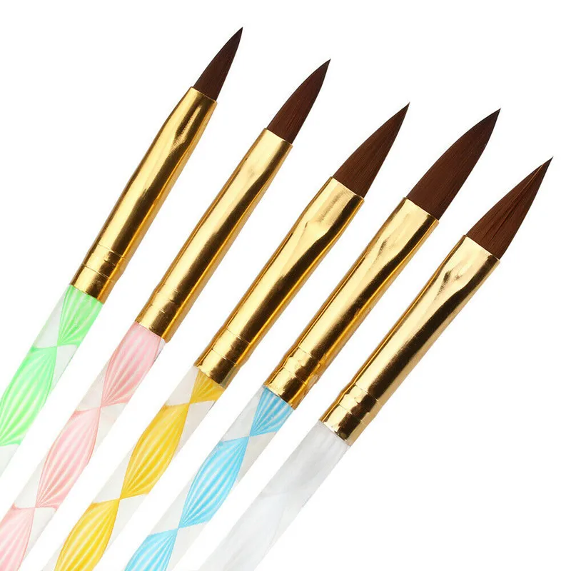 

5 Pcs/Sets New Design 2 Ways Soft Head Painting Brushes For Nail Design Acrylic Colorful Drawing Printing Nail Art Accessories