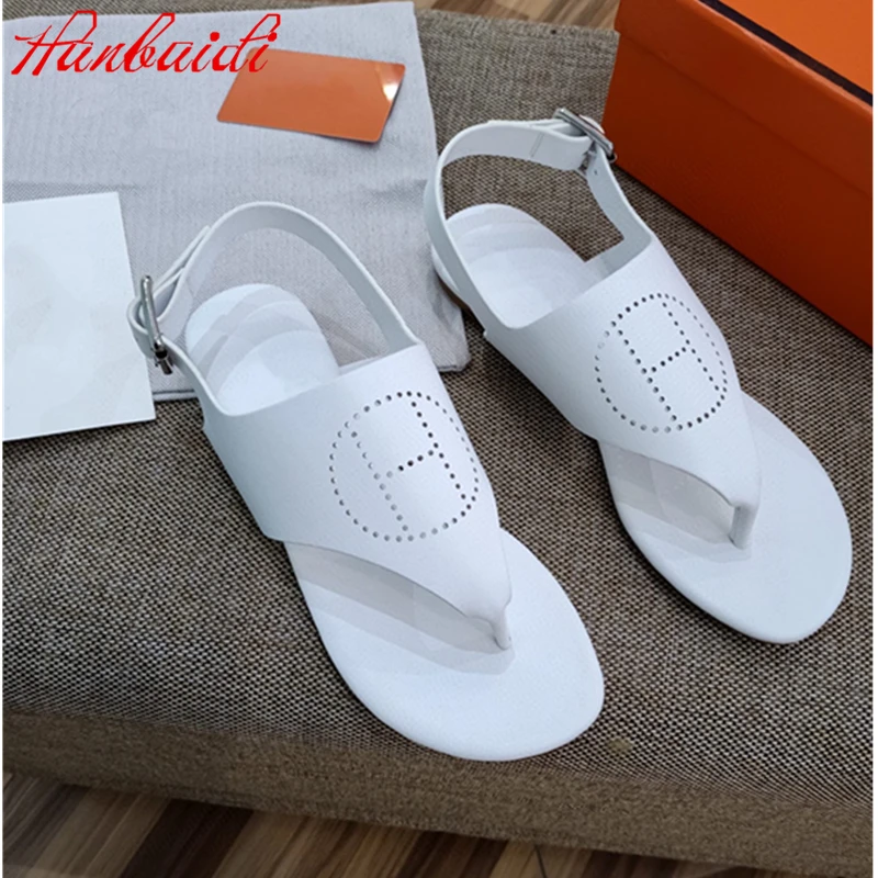 

New Summer Hot Sale Women's Shoes Genuine Leather Flat With Women Sandals Open-Toes Buckle Solid Sandals Zapatos De Mujer Shoes