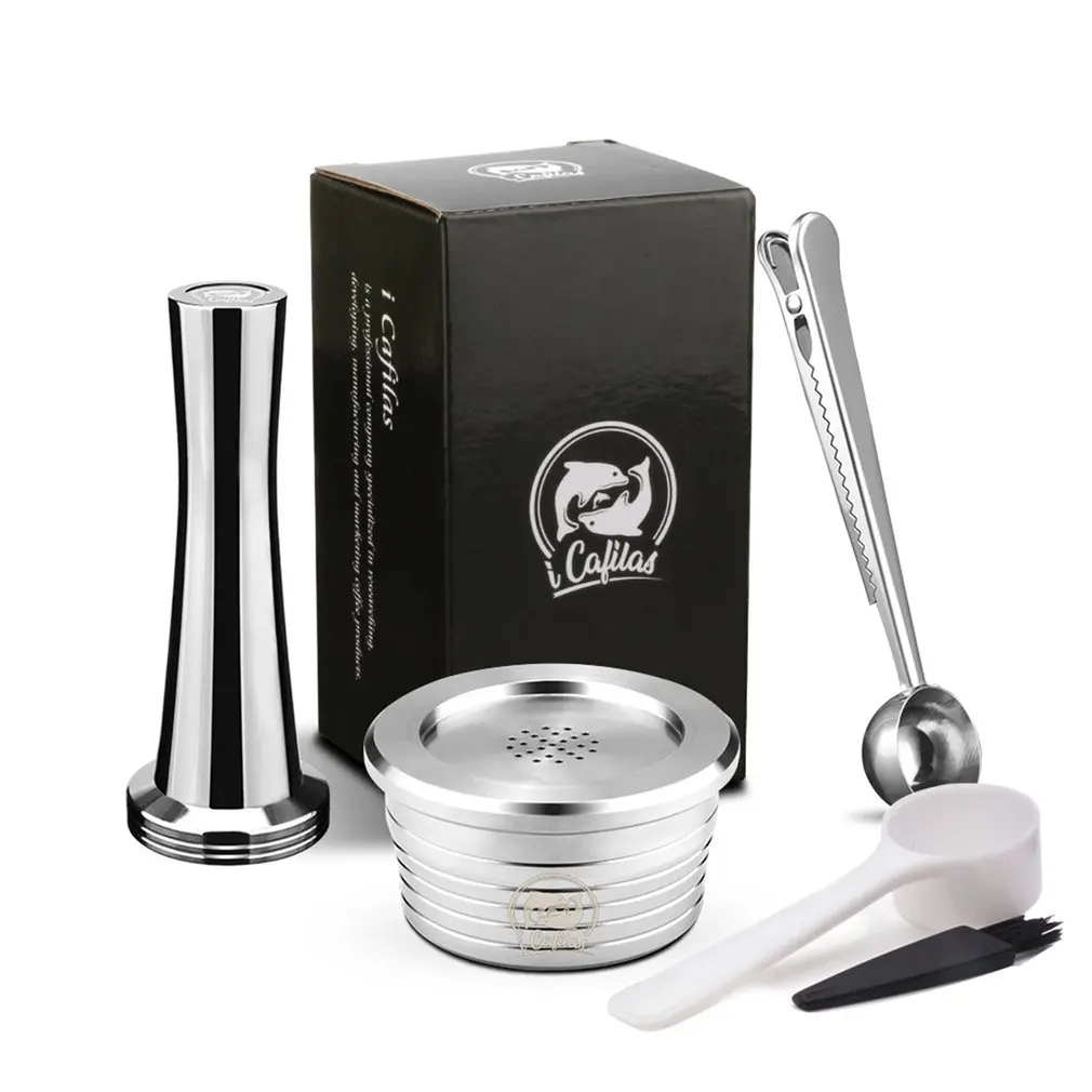 C&aacute;psula de caf&eacute; recargable de acero inoxidable, filtro de gotero, Compatible con DELTA Q/m&aacute;quina de caf&eacute;, env&iacute;o directo-0