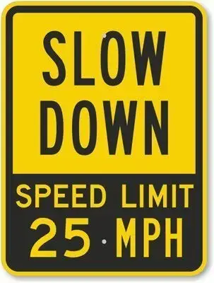 

Metal Tin Sign Slow Down Speed Limit 25 MPH Fluorescent Yellow Diamond Grade Sign Metal Aluminum Sign for Wall Art 8x12 Inches