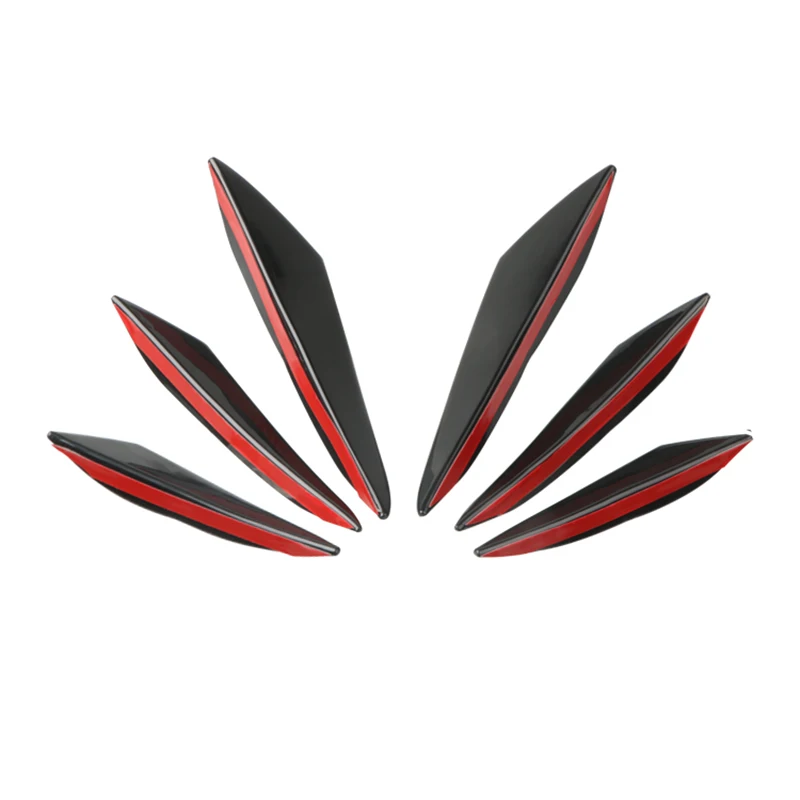 Фото 6Pcs/set Universal Car Spoiler Canards Fit Black Carbon Front Bumper Lip Splitter Fin Air Flying Spoiler Auto Body Kit Accessory №3