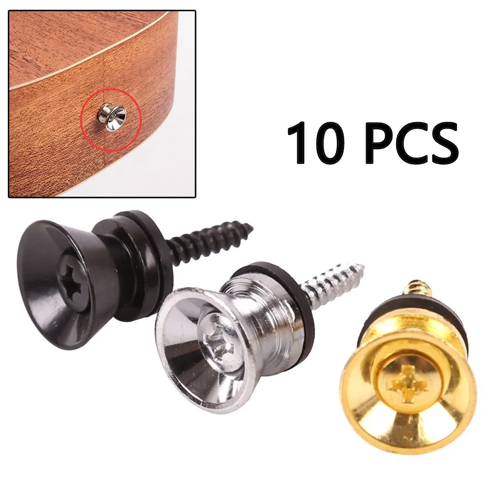 

10Pcs Guitar Strap Buckle Button Locks Pins Metal Guitar Pegs For Acoustic Electric Bass Ukulele End Locking Parts Accessories