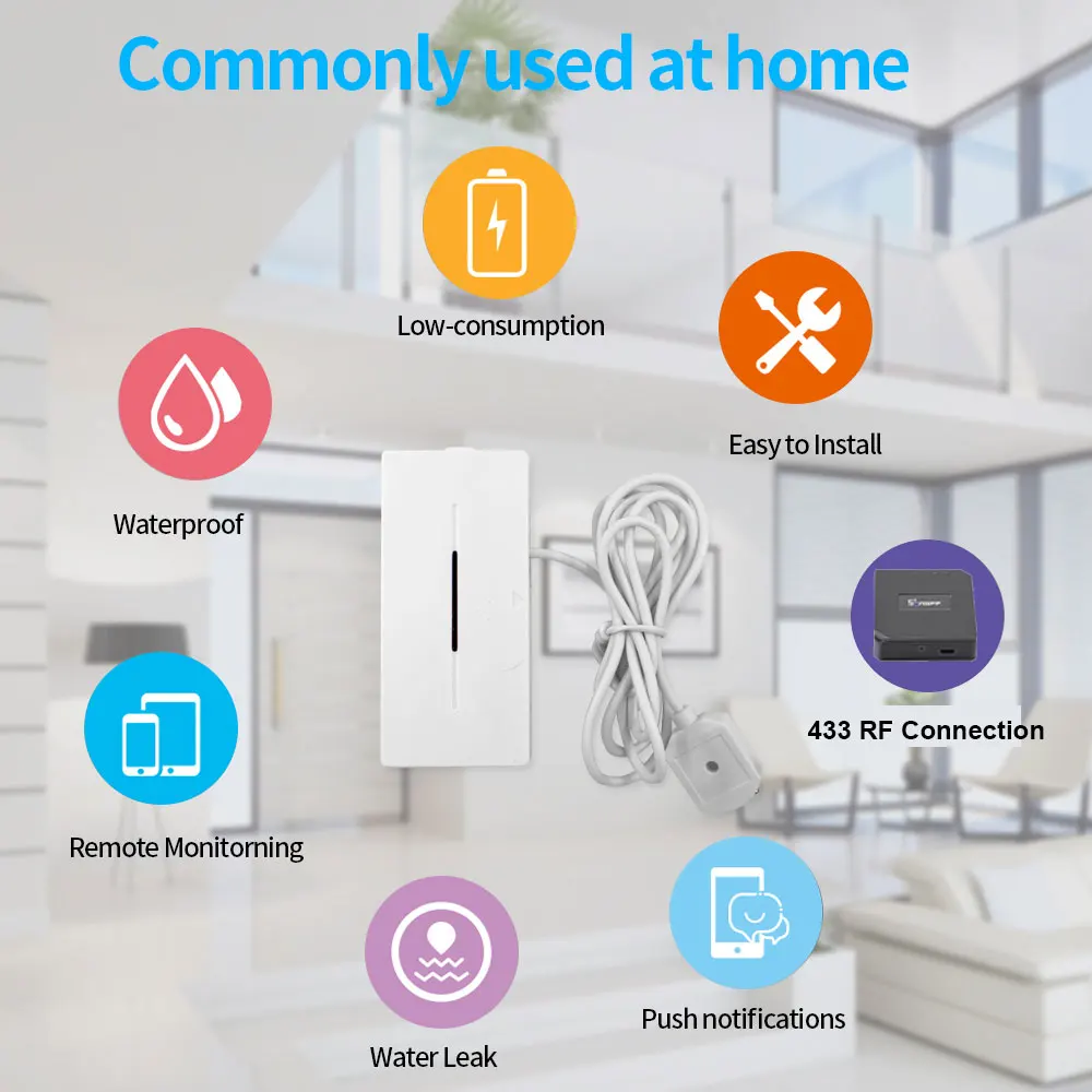 Датчик утечки воды eWelink 433 МГц детектор уровня работает с радиочастотным мостом