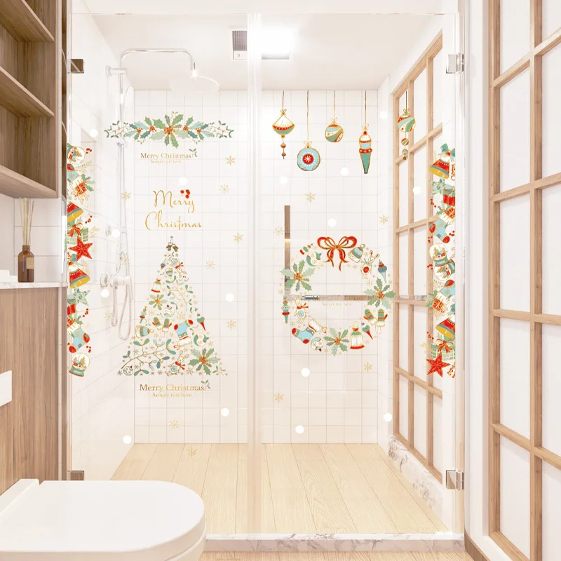 

Christmas Wallpapers Shopping Mall Window Decorations Glass Wallpapers Wall Decoration Snow Stickers