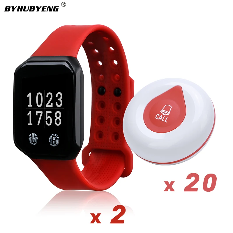 2Watch 20Button Водонепроницаемые наручные часы пейджер беспроводной приемник кнопка вызова E4 Высокое качество беспроводные часы пейджер для официанта обслуживание пейджер - Цвет: 2Watch 20Button