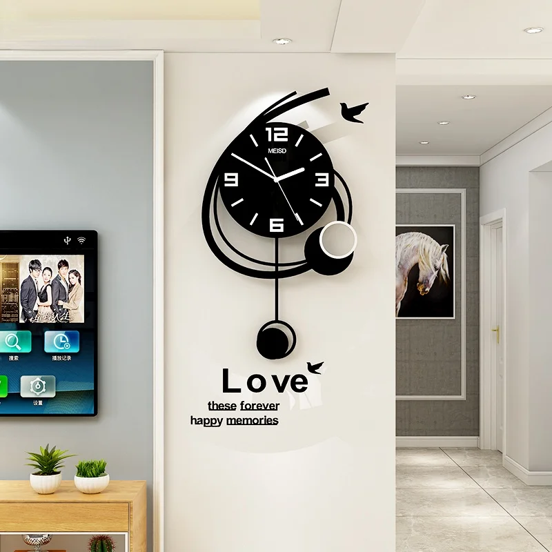 

MEISD Modern Design Wall Clock Large Creative Pendulum Watch Black Living Room Decorative Horloge Home Interiors Free Shipping