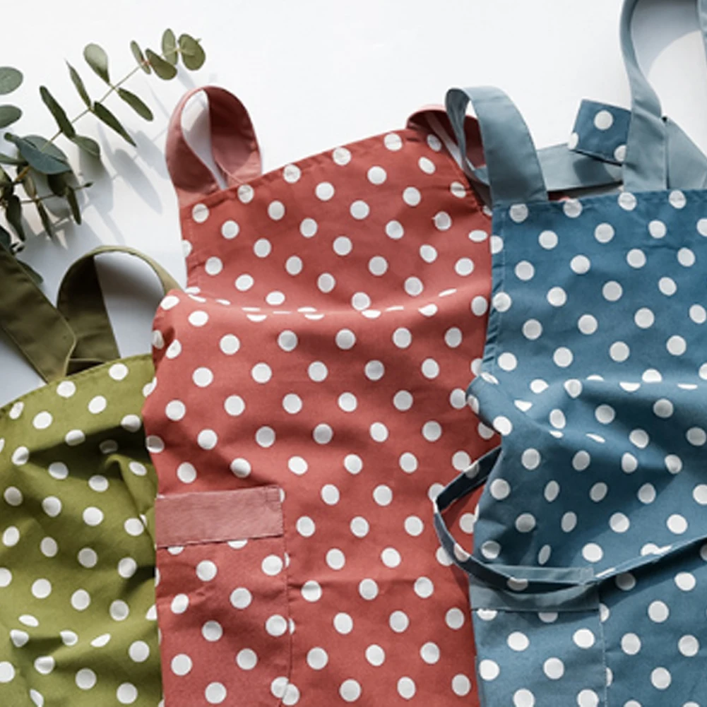 

Woman Kitchen Apron Cooking Baking Striped Wave Dot Apron Bib 2 Pocket Cafe Western Restaurant Hotel Waiter Overalls Apron