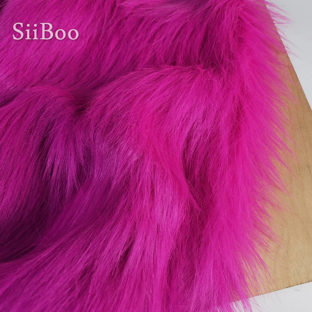 Высококачественная длинная волосовая розово красная ткань из искусственного