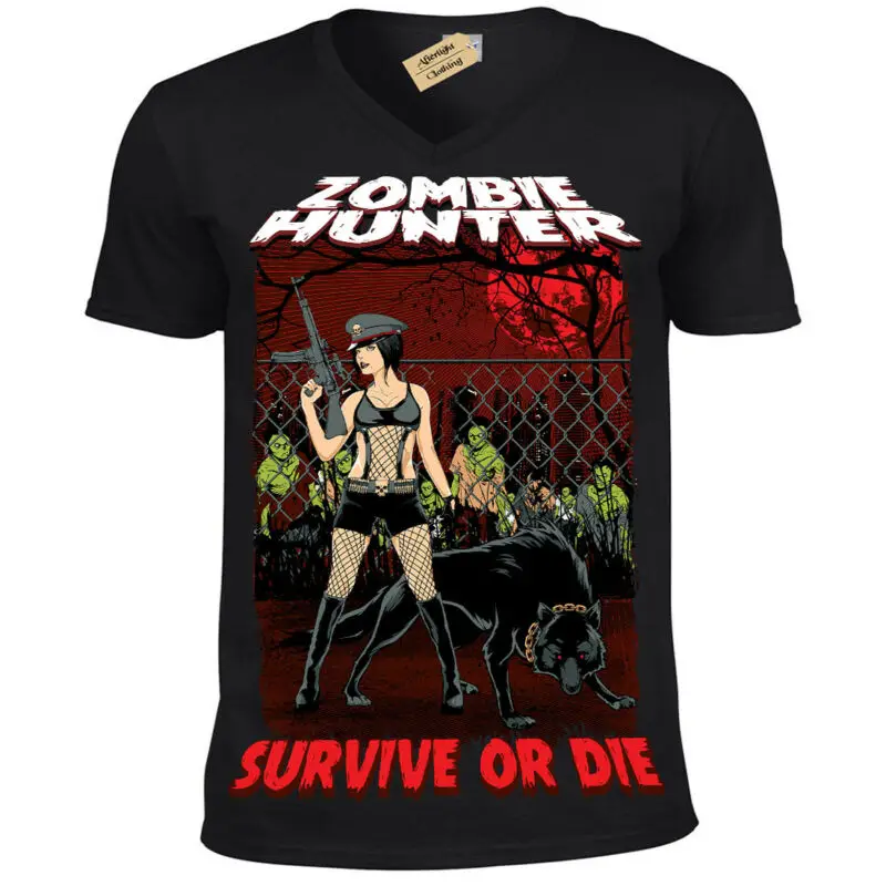 Zombie Hunter Футболка женская апокалипсиса ходьба pinup сексуальные мертвые мужские с