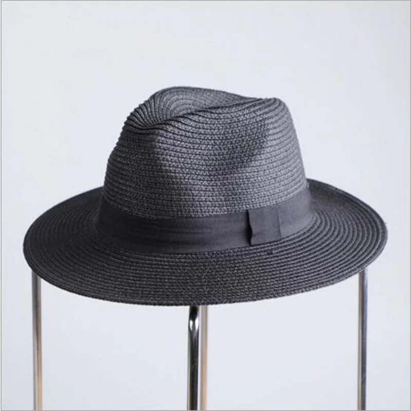 

2019 Summer unisex sun hat casual vacation Panama straw hat women wide brim Beach jazz men hats Foldable Chapeau