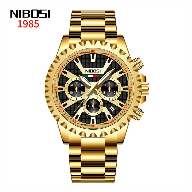 NIBOSI Top Brand Luxury Fashion Gold Men Watch Waterproof Date Clocks Sport Watches Mens Quartz Wristwatch Relogio Masculino