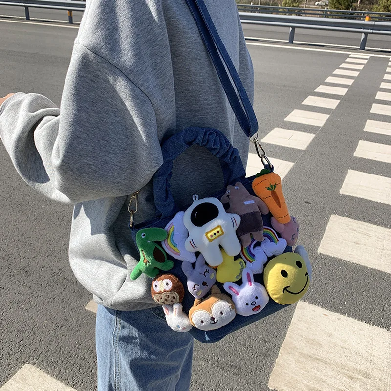 Cartoon Casual Tote Bags for Women 2023 New Cute Doll Messenger Bag Bucket Fashion Handbags Canvas Party Shoulder Bag Ladies