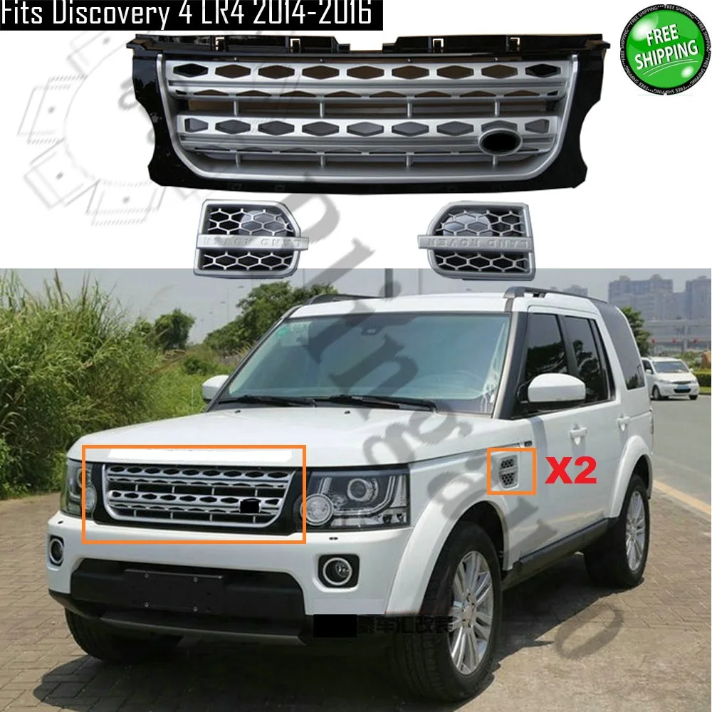 

3Pcs front grille side vents fits for L and Rover Discovery 4 LR4 2014 2015 2016 mesh cover front radiatior side grille