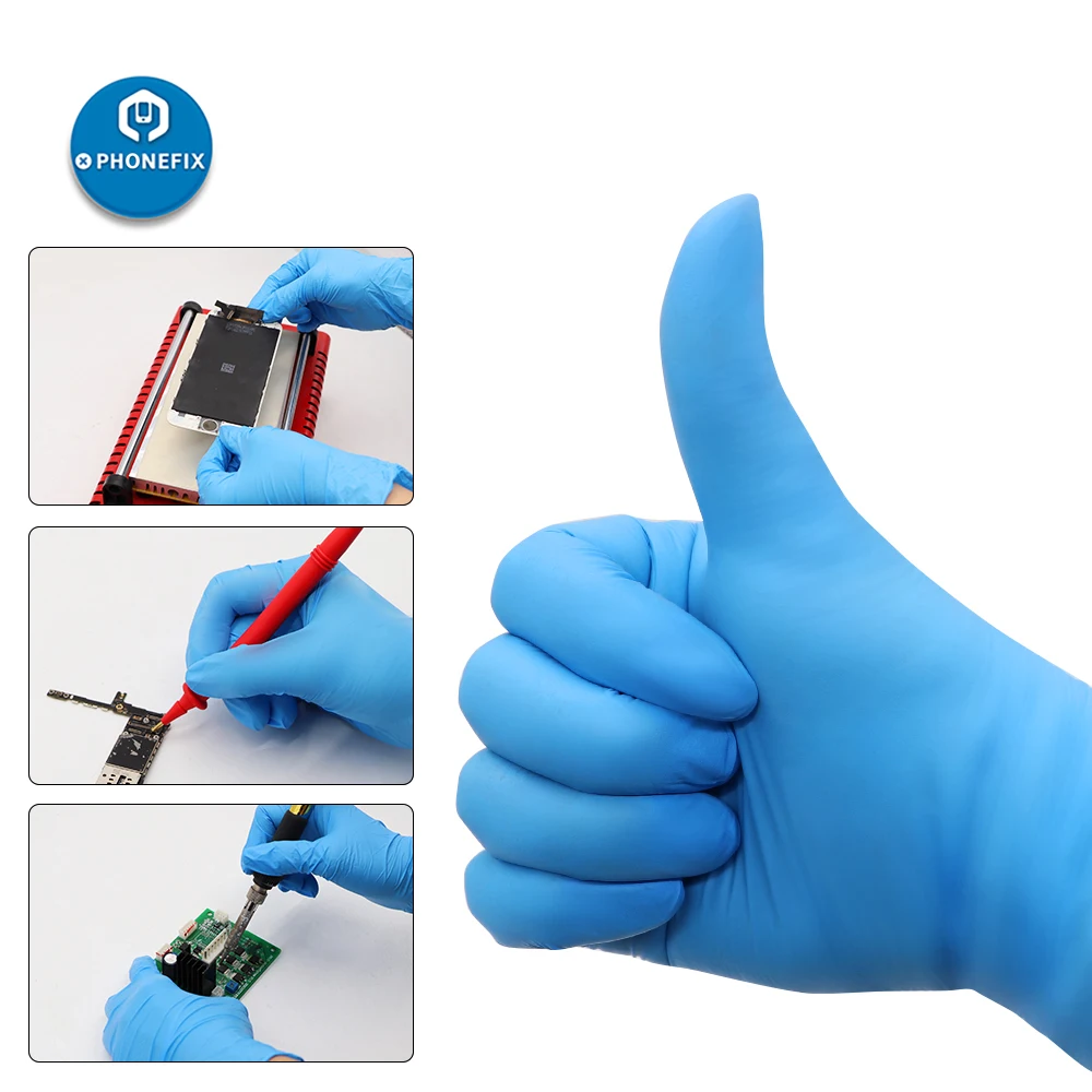 10 шт./лот синие нитриловые перчатки для пищевых продуктов водонепроницаемые