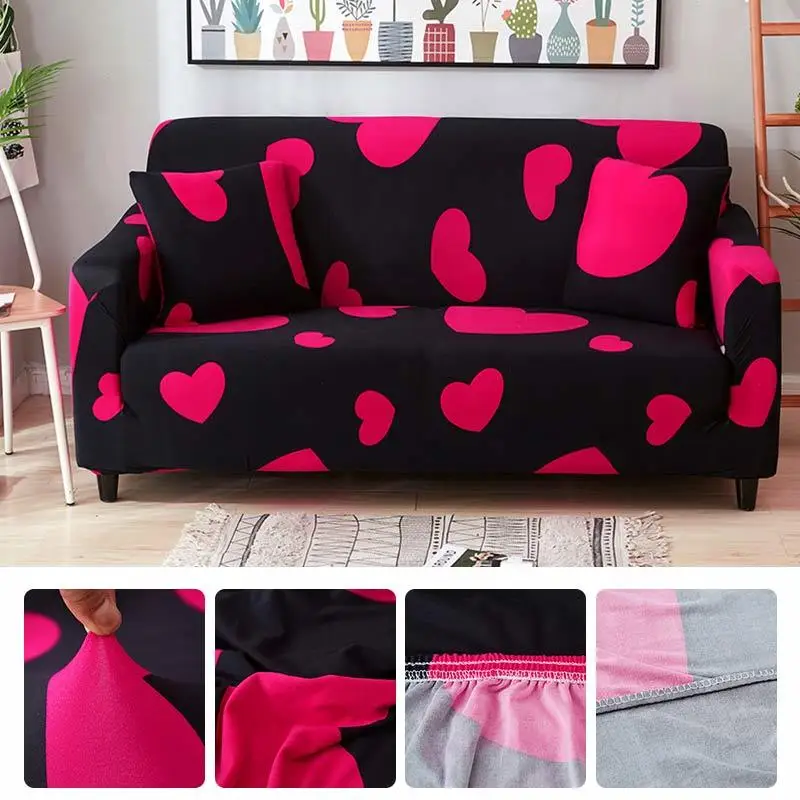 Чехол для дивана Современные чехлы на два и три места эластичные с принтом мягкой
