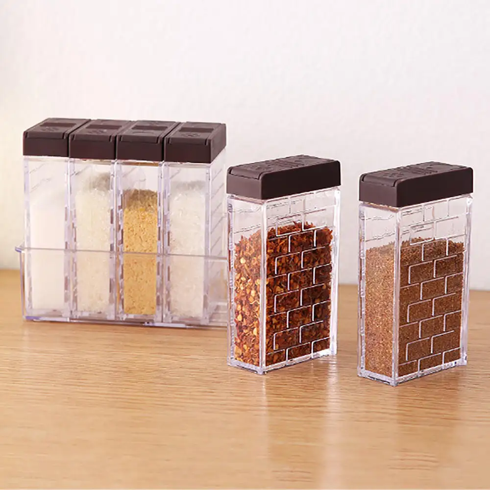 Коробка для приправ с основанием прозрачная 6 ячеек дома сильным уплотнением