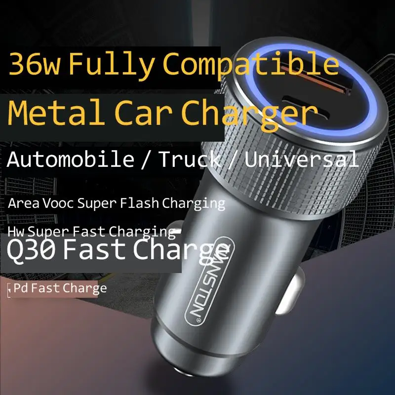 

PD fast charging vehicle truck 18 36W dual plug 12-24V one driven two mobile phone universal car CN quick charge 4.0