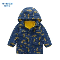 honeyking kids pu waterproof coat boys jackets children hooded zipper windbreaker baby printed coat infant waterproof hoodies