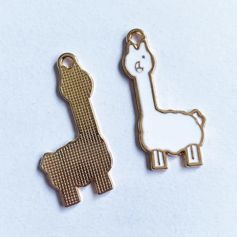 

12pcs/lot Llama Enamel Cartoon Cute Animal Handmade Pendant Necklace Earrings Accessories Charms Findings DIY Jewelry Making