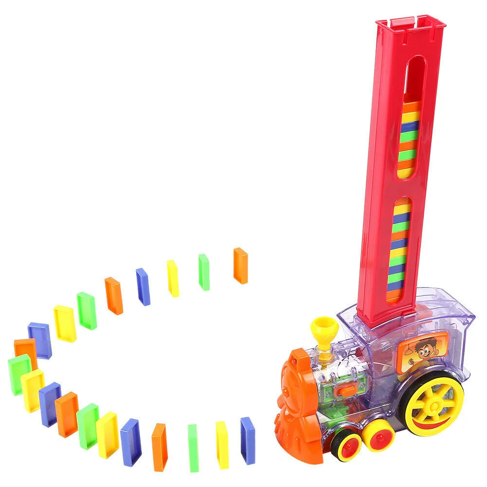 

Train Model Electronic Laying Toy Kids Blocks Gift Rally Colorful Brick Domino Set Sound Light Educational ABS Girl Boy