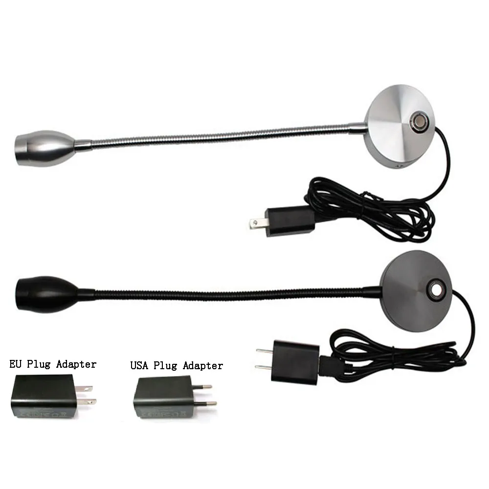 

Светодиодный прикроватный светильник DWT для чтения на гибкой ножке с регулируемой яркостью, настенные бра с сенсорным управлением и USB-разъ...