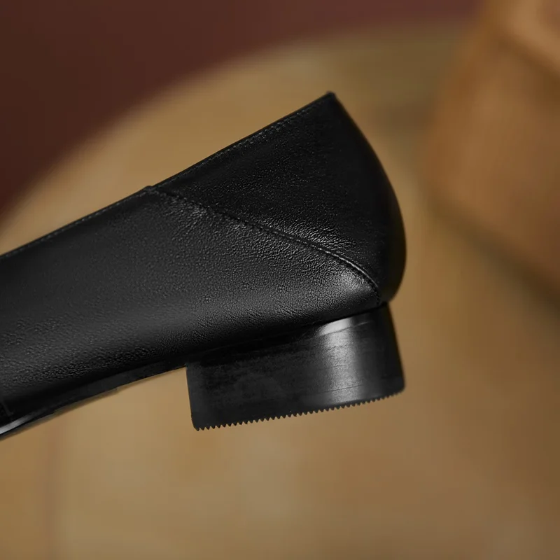 

ZVQ New Style Genuine Leather Square Toe Good Quality Women Shoes Office Ladies Solid Color Concise Comfortable Ventilation
