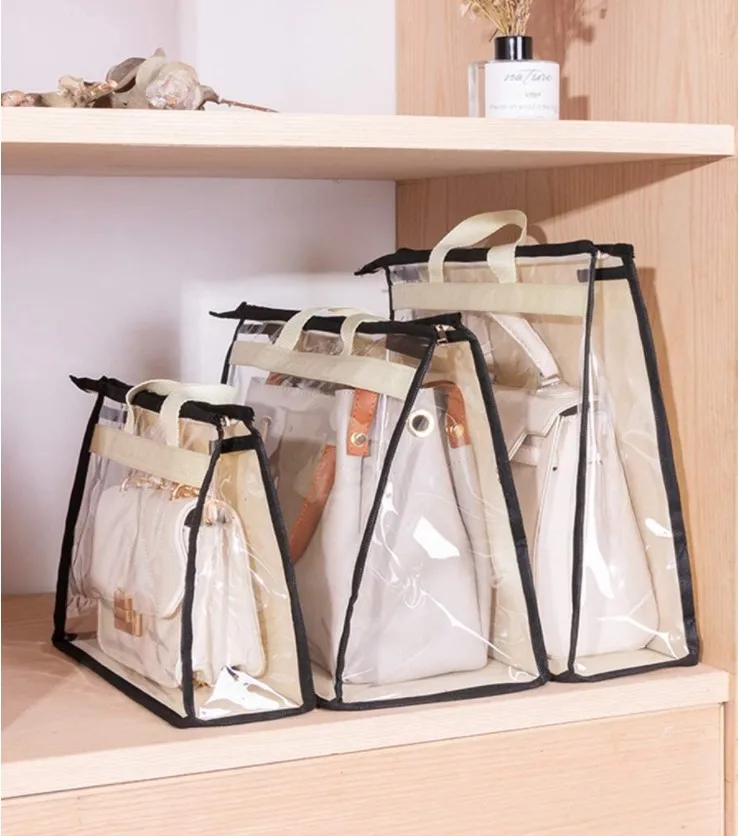 

Handbag Dust Cover Storage Bag Transparent Dustproof Hanging Toiletry Storage Pouch Wardrobe Closet Dust Cover For Women Bag