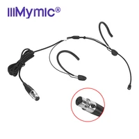 iiimymic professional black headset microphone headworn mic dual ear hook for akg samson wireless bodypack system 3 pin xlr ta3f