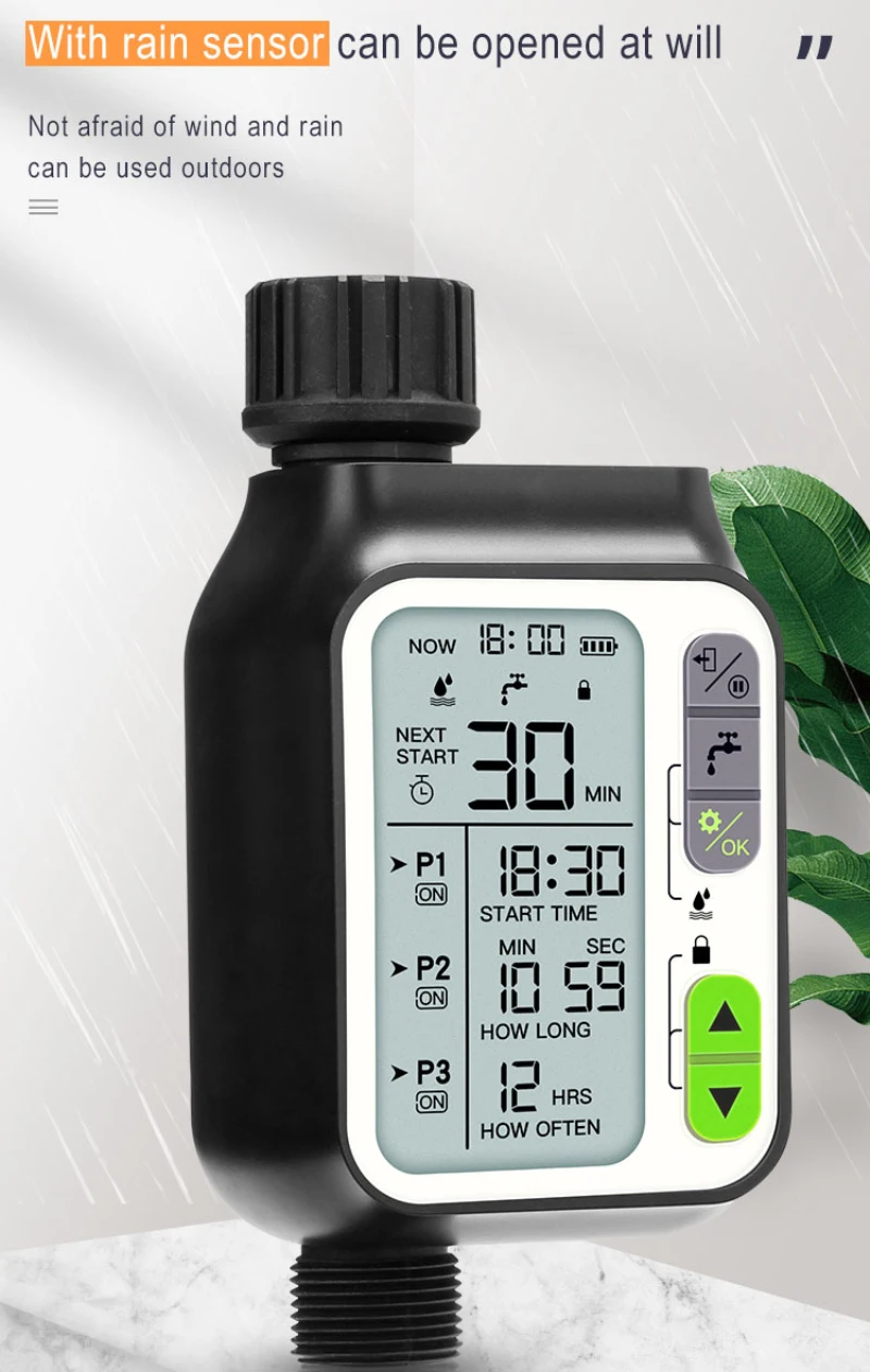 

Rain sensor LCD screen automatic faucet timer irrigation controller timer rain sensor watering device equipment irrigation tool