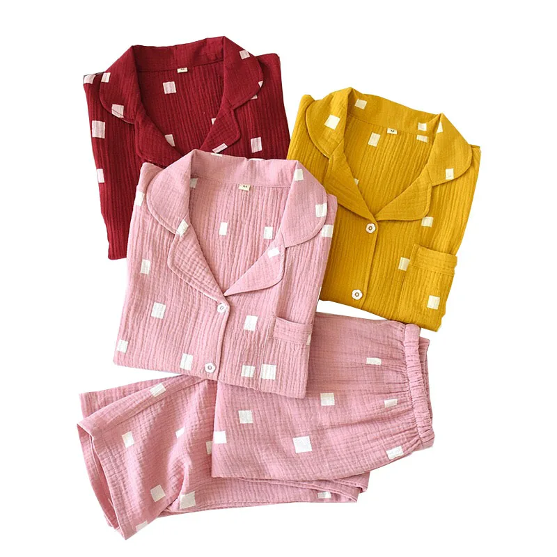 2020 женская пижама в простом стиле комплект женской комфортной хлопковой пижамы