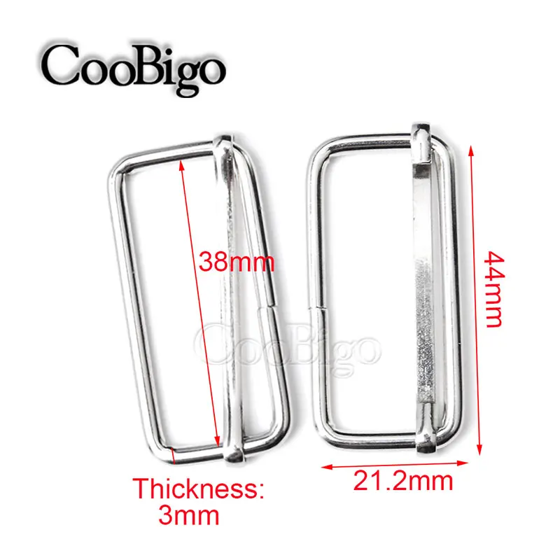 38mm Silver 10 шт. металлические слайды проволочный роликовый штифт Tri-Glides пряжки регулятор ремень слайдер пряжки для рюкзака Домашние животные ошейник аксессуары - Цвет: 38mm Silver