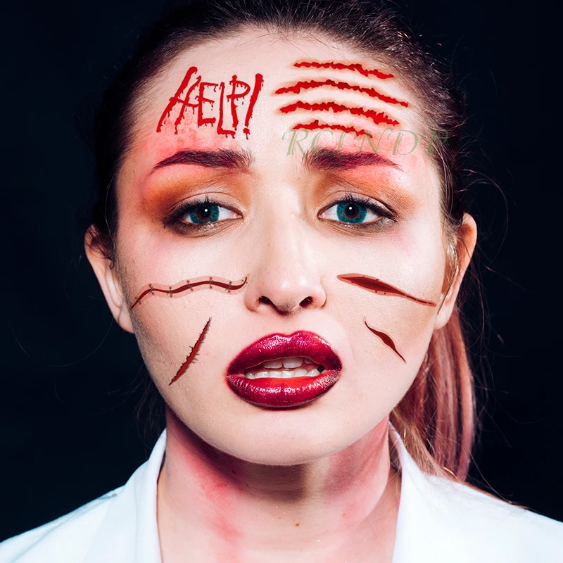 Водонепроницаемая Временная тату-наклейка на Хэллоуин шрамы кровообращение