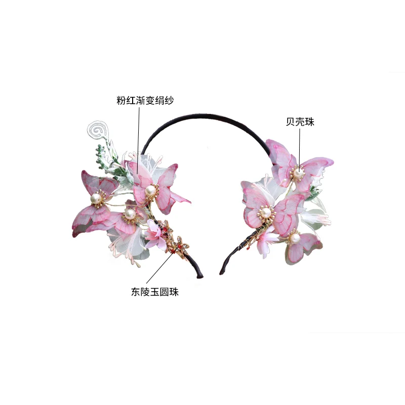 

Hanfu accessories, retro pearl hairpin, hair band, costume headdress, headband step by step, ancient style hair accessories