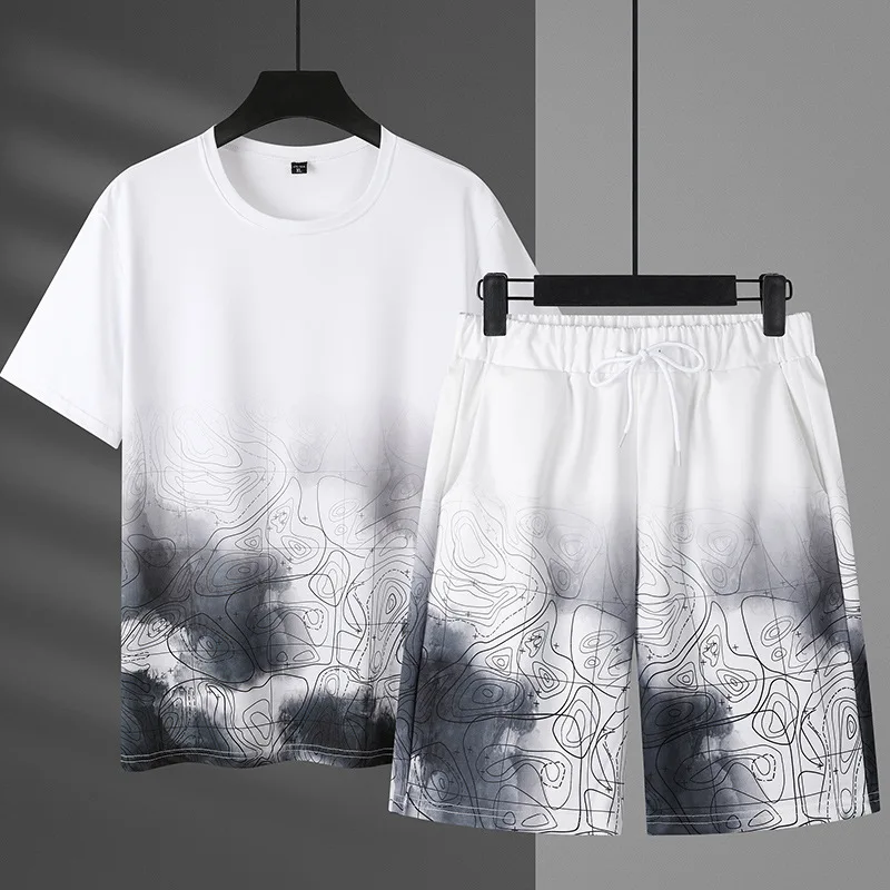 

Men Clothing 2021 Casual Suit Men's Summer Plus Size New Short-sleeved T-shirt Two-piece Shorts Men's Running Sportswear