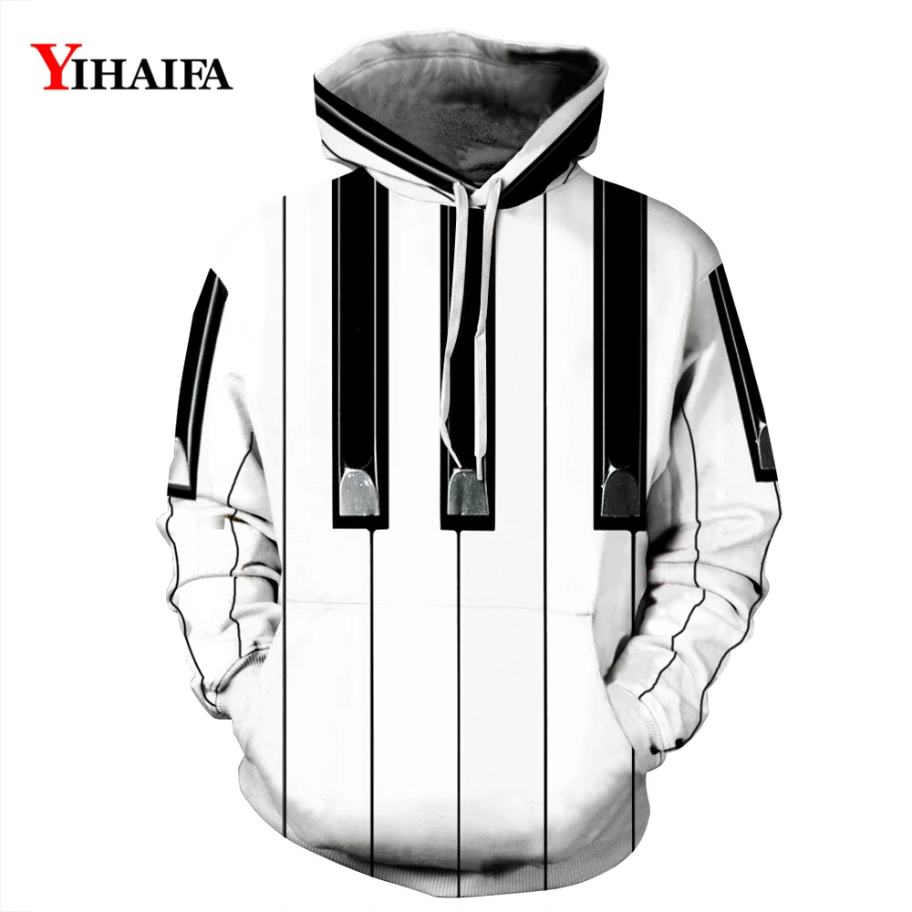 Новые модные спортивные уличные мужские толстовки с 3D принтом пианино графика