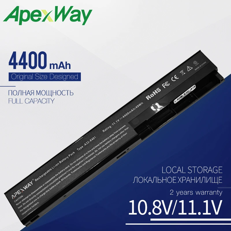 

Apexway 6 Cells A32-X401 Аккумулятор для ноутбука ASUS X301 X301A X401 X401A X501A A31-X401 A41-X401