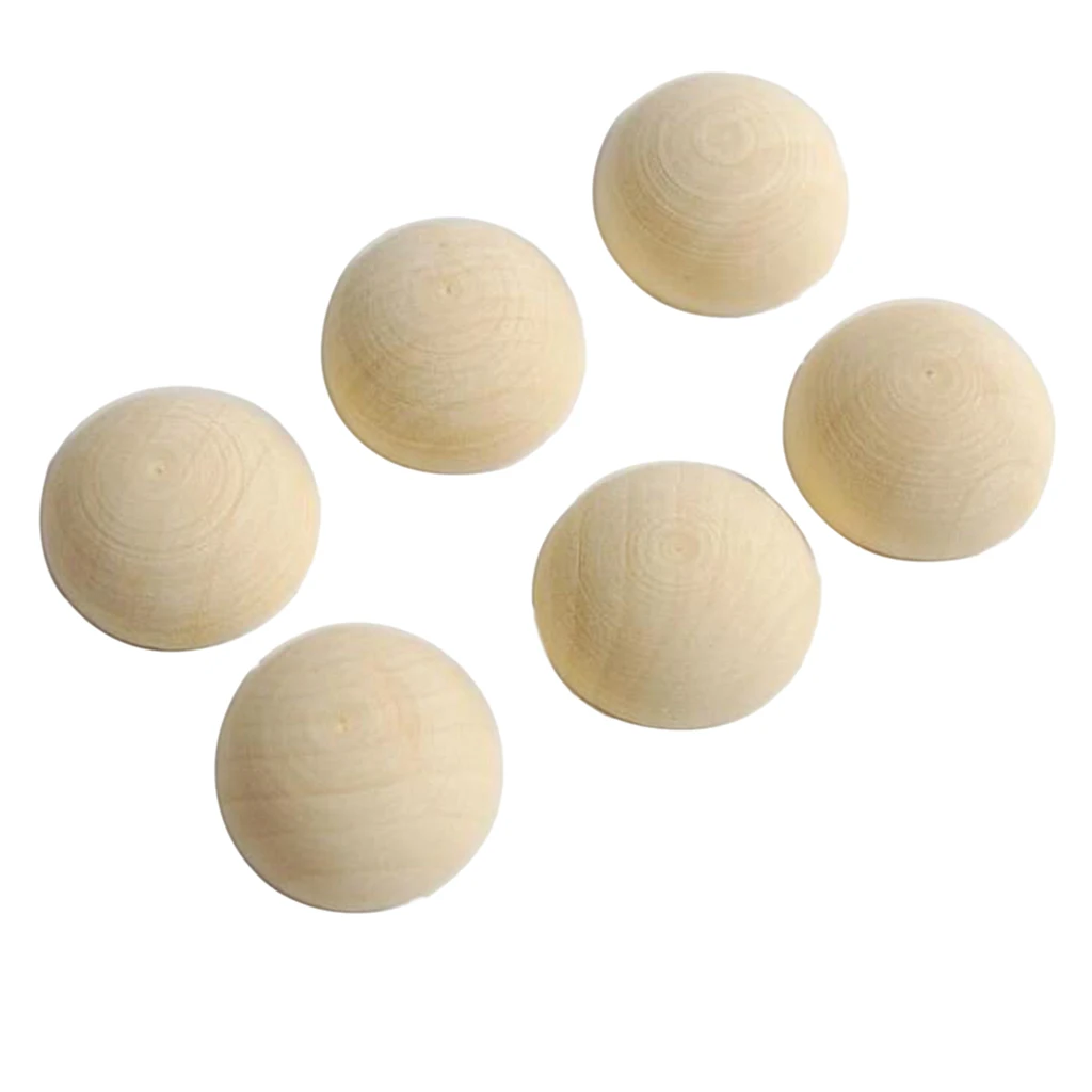 

100Pcs Half Ball Natural Unfinished Wood Beads For Jewelry Making DIY Craft