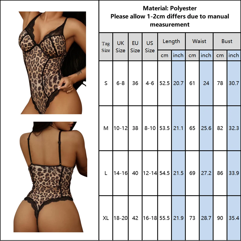 Женское Эротическое нижнее белье с леопардовым принтом на бретельках |