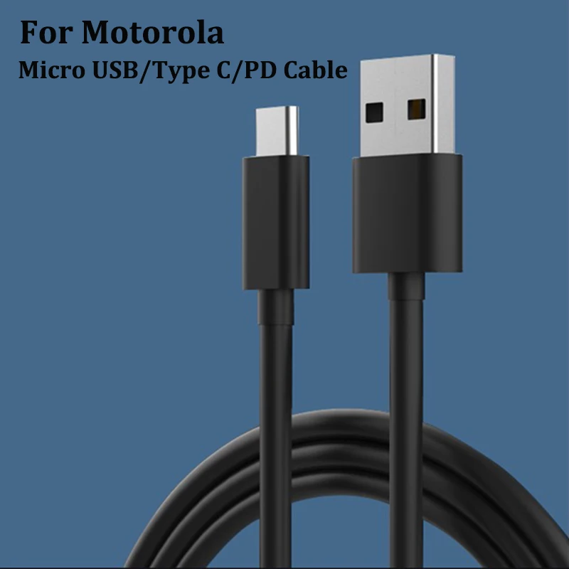 Original Motorola Micro USB/Type C/PD Data Line Cord Fast Charging Cable For Moto G50 G7 G8 Power Lite E6S E7 Z One Fusion Plus