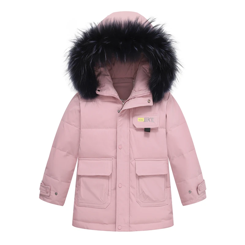 Розовый OLEKID/-30 градусов русская зимняя куртка для мальчиков с капюшоном теплая детская одежда пуховик для мальчиков От 5 до 14 лет подростковая куртка на меху для детей - Цвет: Розовый