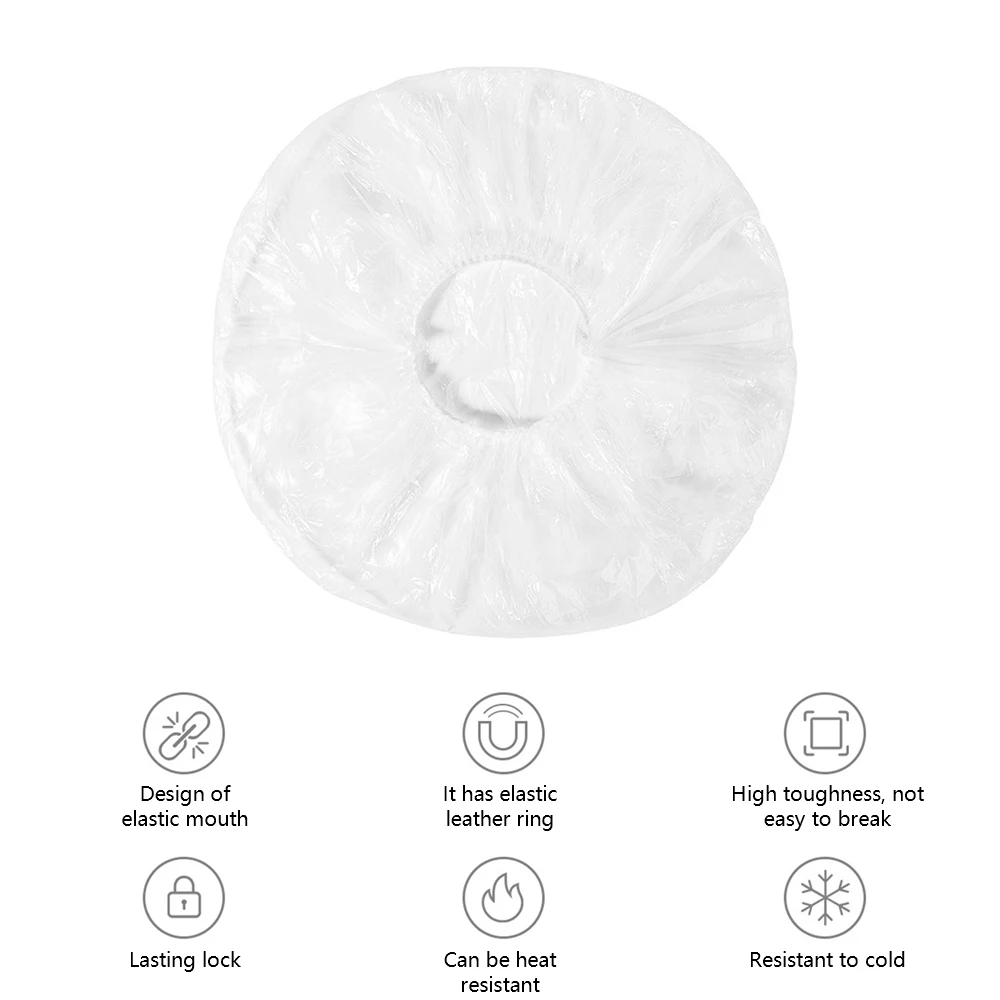 

100PCS Disposable Reusable Bowl Covers With Elastic Keep Fresh Food Dust Covers Food Storage Saran Wrap For Refrigerator Kitchen