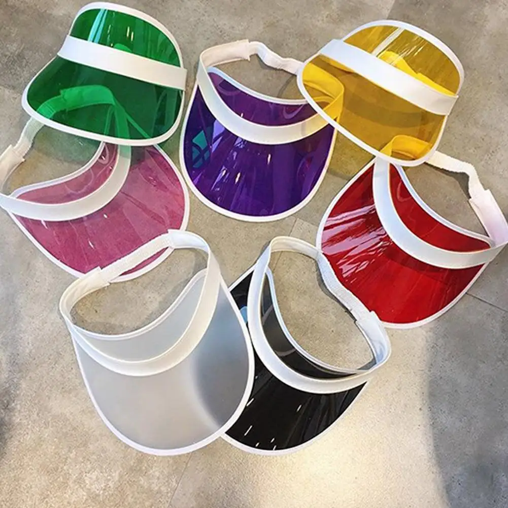 

Visors Unisex Neon Visor Hat Headband Sun Cap Golf Party Sport Tennis Hat Transparent Elastic Sunscreen Cap 10 Colors