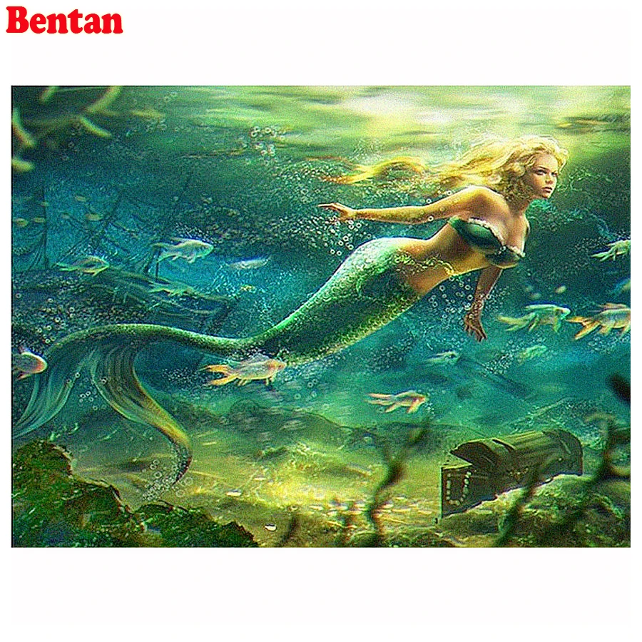 Полный Квадратный Круг Алмазная мозаика Русалка красота вышивка набор 5D Сделай