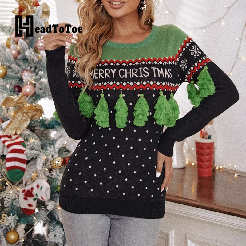 

Рождественские буквы шеврон узор кисточка Декор уродливый свитер