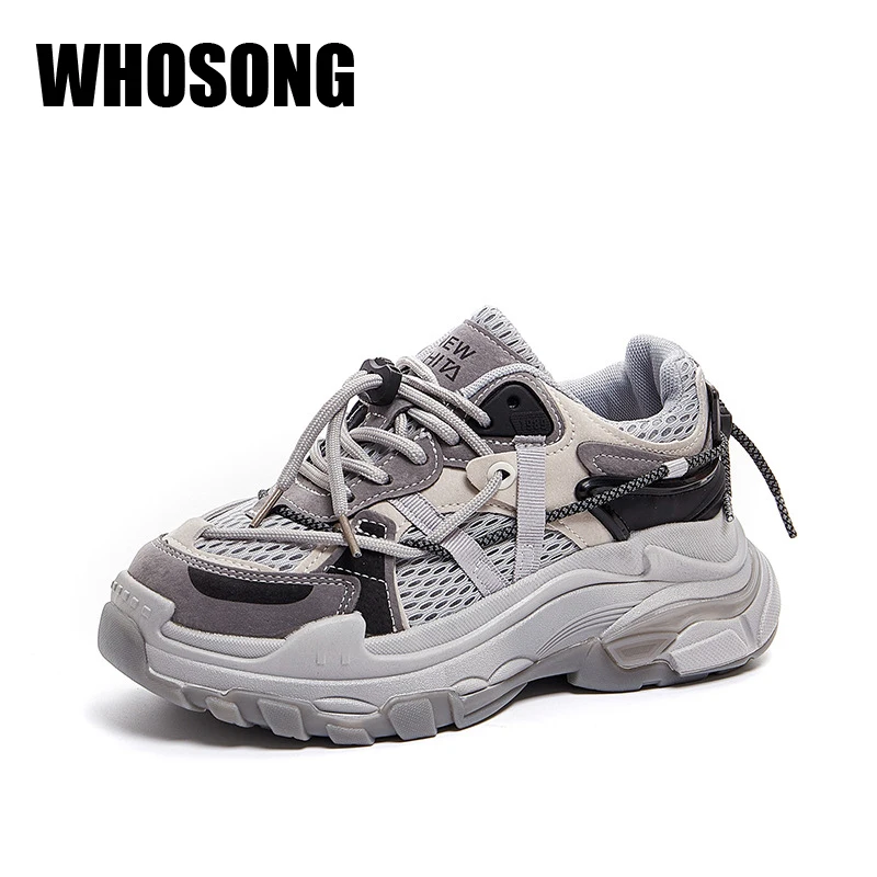 

Women Chunky Sneakers Ladies Brand Gray Shoes Girls Real Leather Casual Sneakers Female High Top Sneakers Woman Shoes Trainers