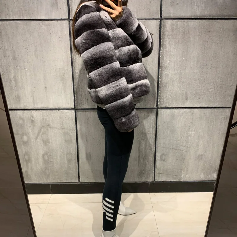 

women rex real rabbit natural jacket chinchilla fur