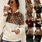 Пуловер женский, пушистый плотный, с леопардовым принтом, с длинным рукавом, Осень-зима размера плюс